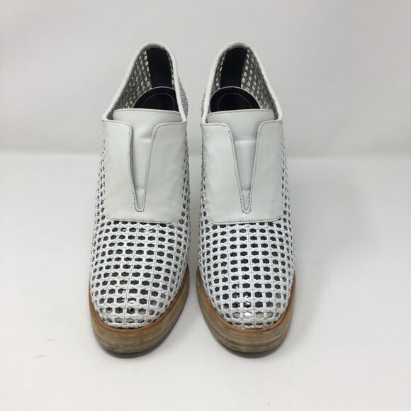 Balenciaga Mesh Leather Booties Short Boots 39 Stacked Heels 5 Inches Authentic - Picture 2 of 13